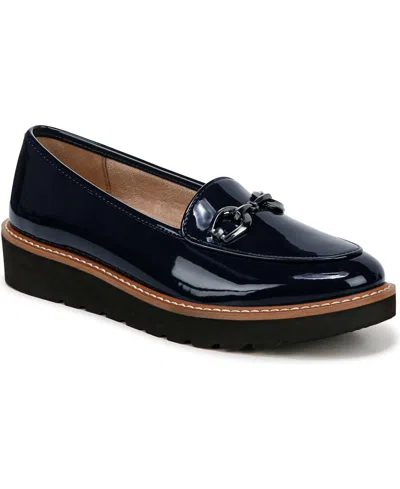Naturalizer Adiline-bit Lug Sole Loafers In French Navy Faux Leather