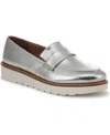 Naturalizer Adiline Lug Sole Loafers In Silver Leather