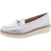 Naturalizer Adiline Womens Leather Slip-on Loafers In Silver Leather