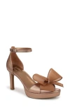 Naturalizer Always Bow Ankle Strap Platform Sandal In Cookie Dough Faux Leather