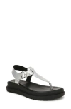 Naturalizer Alyssa T-strap Platform Sandal In Silver Faux Leather
