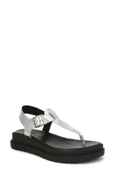 Naturalizer Alyssa T-strap Platform Sandal In Silver Faux Leather
