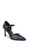 Naturalizer Amber Ankle Strap Pointed Toe Pump In Midnight Blue Leather