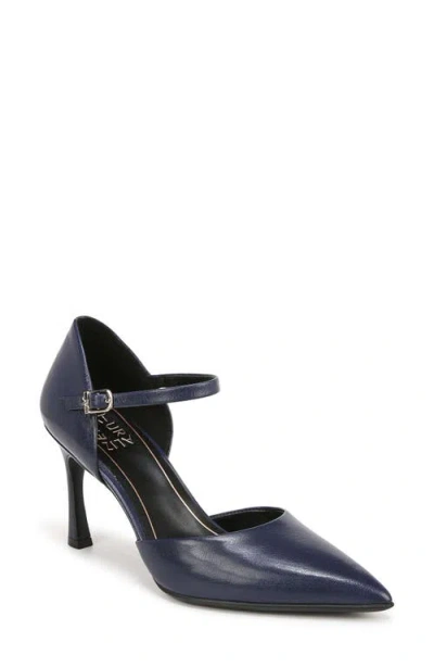 Naturalizer Amber Ankle Strap Pointed Toe Pump In Midnight Blue Leather