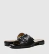 Naturalizer Angie Sandals Women's Black Leather Square Toe Slip On Jobb1140 In Black