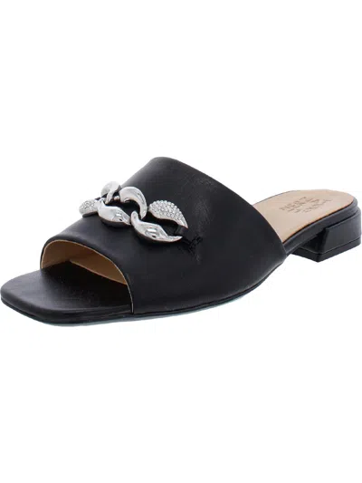 Naturalizer Angie Womens Leather Square Toe Slide Sandals In Black