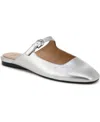 Naturalizer Apple Mules In Silver Faux Leather