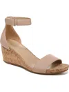 Naturalizer Areda Ankle Strap Wedge Sandal In Fawn Beige Faux Leather