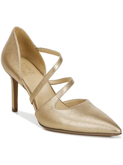 Naturalizer Arielle Womens Leather Pointed Toe Dress Pumps In Gold