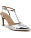 Naturalizer Astrid T-strap Pointed Toe Pump In Silver Faux Leather