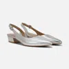Naturalizer Banks F8333l4021 Flats Women's Silver Leather Slingback Gal2052 In Silver