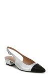 Naturalizer Banks Pointed Toe Slingback Pump In Silver/black Leather