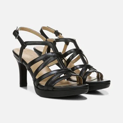 Naturalizer Baylor Dress Sandals Usblack Cutout Flared Heel Jzz1162 In Animal Print