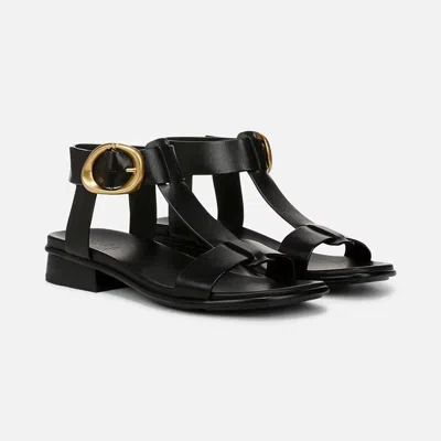 NATURALIZER BRANDY SANDALS WOMEN BLACK LEATHER T-STRAP LOW BLOCK HEEL GAL652