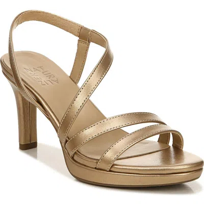 Naturalizer Brenta Womens Slip On Strappy Sandals In Bronze Pearl