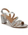 Naturalizer Bridget4 Womens Faux Leather Open Toe Block Heels In Silver Crystal Faux Leather