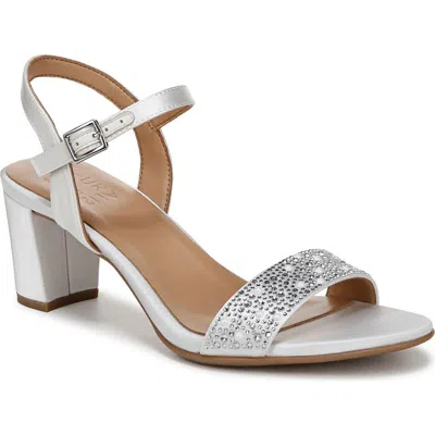 Naturalizer Bristol Ankle Strap Sandal In Pearl White Fabric
