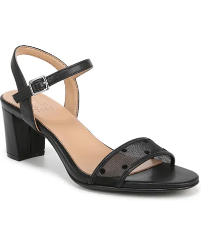 Naturalizer Bristol Ankle Strap Sandals In Black Faux Leather,fabric