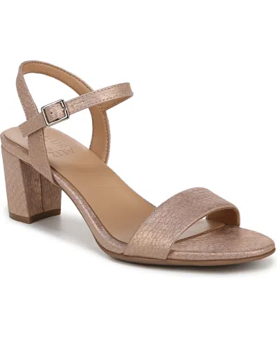 Naturalizer Bristol Ankle Strap Sandals In Blush Snake Embossed Faux Leather