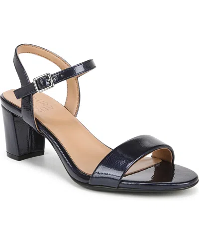 Naturalizer Bristol Ankle Strap Sandals In Midnight Blue Faux Patent