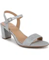 Naturalizer Bristol Ankle Strap Sandals In Silver Glitter Fabric