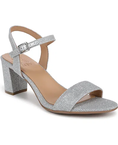 Naturalizer Bristol Ankle Strap Sandals In Silver Glitter Fabric