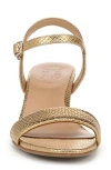 Naturalizer Bristol Block Heel Ankle Strap Sandal In Yellow Metallic Snake Print