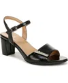 Naturalizer Bristol-ornament Ankle Strap Block Heel Sandals In Black Faux Leather