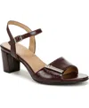 Naturalizer Bristol-ornament Ankle Strap Block Heel Sandals In Merlot Red Faux Leather