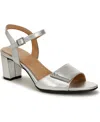 Naturalizer Bristol-ornament Ankle Strap Block Heel Sandals In Metallic