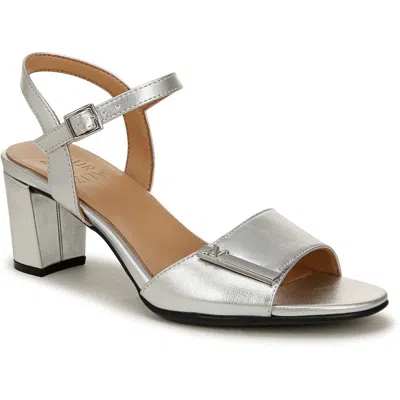 Naturalizer Bristol Ornament Womens Buckle Faux Leather Ankle Strap In Silver