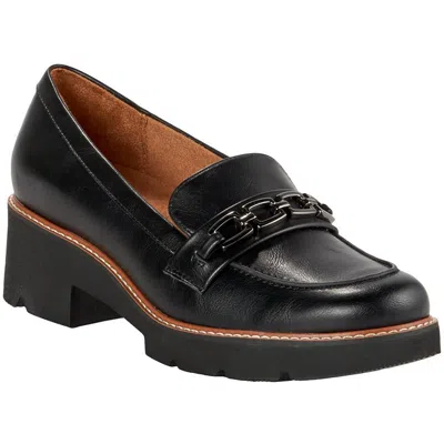 Naturalizer Cabana Womens Patent Pebbled Loafer Heels In Black