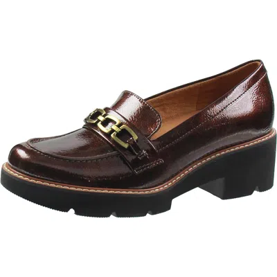 Naturalizer Cabana Womens Patent Pebbled Loafer Heels In Gold