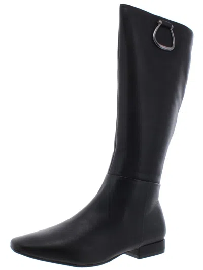 Naturalizer Carella Womens Leather Block Heel Knee-high Boots In Black