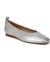 Naturalizer Carla Square Toe Ballet Flats In Silver Leather