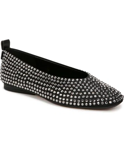 Naturalizer Carla-sparkle Ballet Flats In Black Satin,stones