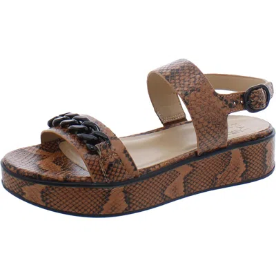 Naturalizer Carlyle Womens Leather Snake Print Platform Sandals In Brown