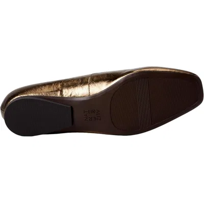 Naturalizer Chelsea Square Toe Ballet Flats Gold Leather J3307l3700 Women's