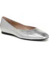 Naturalizer Chelsea Square Toe Ballet Flats In Silver Leather