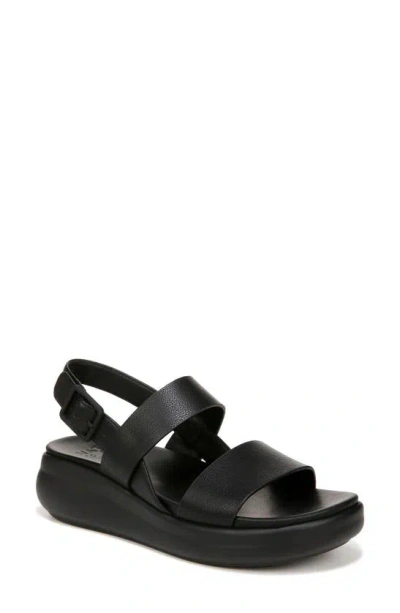 Naturalizer Coast Slingback Platform Sandal In Black Tumbled Faux Leather