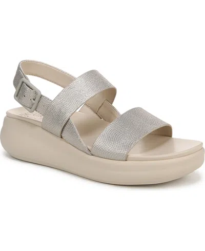 Naturalizer Coast Slingback Wedge Platform Sandals In Warm Silver Faux Leather