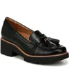 Naturalizer Committed Lug Sole Loafers In Black Faux Leather