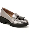Naturalizer Committed Lug Sole Loafers In Pewter Faux Leather