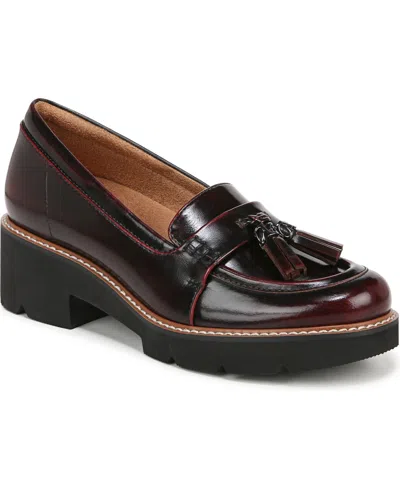 Naturalizer Committed Lug Sole Loafers In Wine Faux Leather