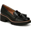 Naturalizer Committed Lug Sole Loafers In Black Faux Leather