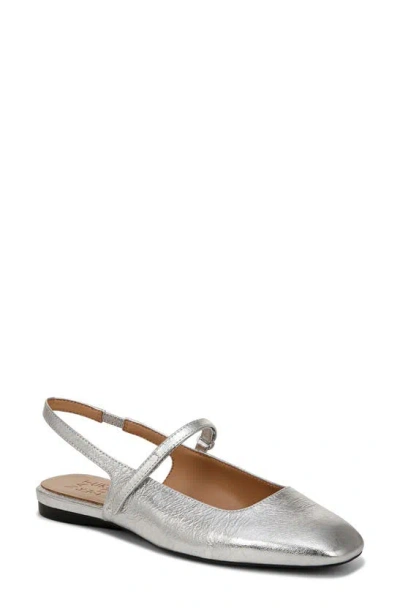 Naturalizer Connie Slingback Mary Jane Flat In Silver Leather