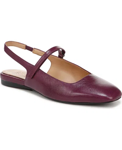 Naturalizer Connie Slingback Mary Jane Flat In Deep Plum Purple Leather