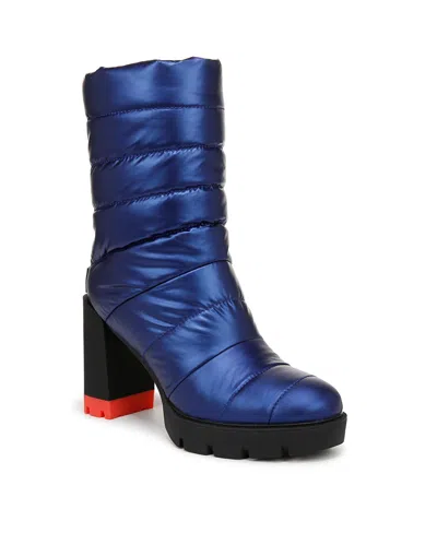 Naturalizer Crosswalk (attachable Legwarmer) Cold Weather Water Resistant Booties In Electric Blue High Shine Nylon
