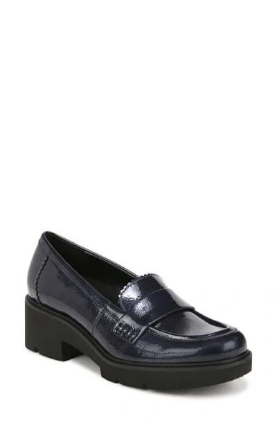 Naturalizer Dakota Platform Loafer In Midnight Blue Faux Leather