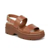 Naturalizer Darry Sandals Women's Brown Leather Platform Slingback Gal2163 In Brown